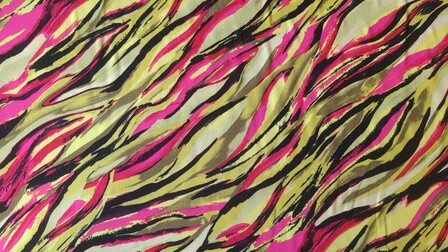 Viscose Twill Abstract Waves Lime