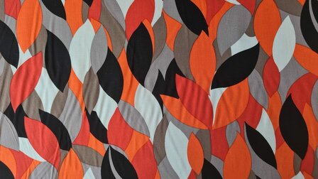 Viscose Twill Abstract Orange/Grey