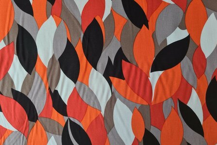 Viscose Twill Abstract Orange/Grey