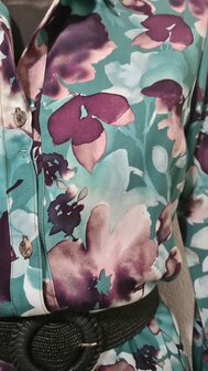 Viscose Twill Digital Flowers Petrol