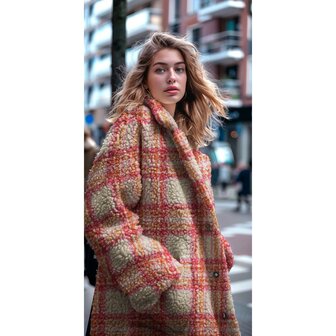 Teddy Boucl&eacute; Check Coral