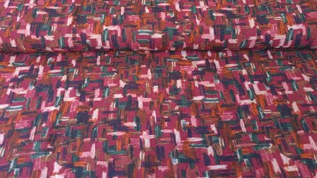 Viscose Crepe Abstract Red 2