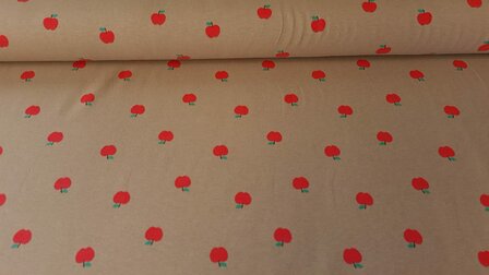 Cotton Jersey Apples Beige