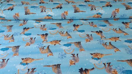 Cotton Jersey Digital Fox Blue