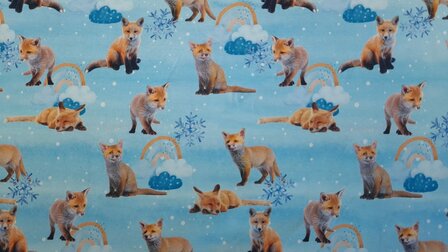 Cotton Jersey Digital Fox Blue