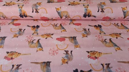 Cotton Jersey Digital Fox Dusty Pink