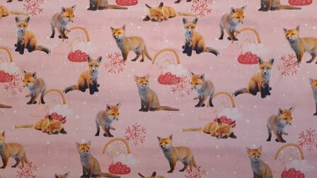 Cotton Jersey Digital Fox Dusty Pink