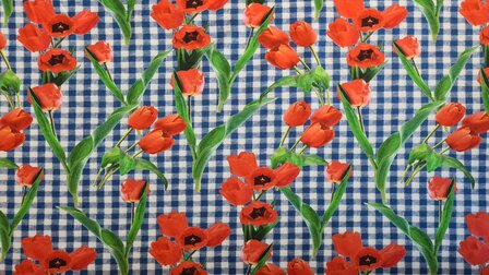 Cotton Jersey Digital Tulips Blue