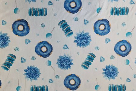 Cotton Jersey Digital Donuts Blue