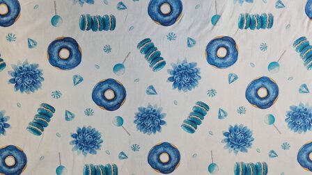 Cotton Jersey Digital Donuts Blue