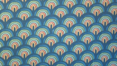 Cotton Jersey Digital Rainbows Blue