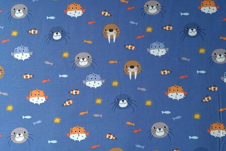 Cotton Jersey Sea World Blue