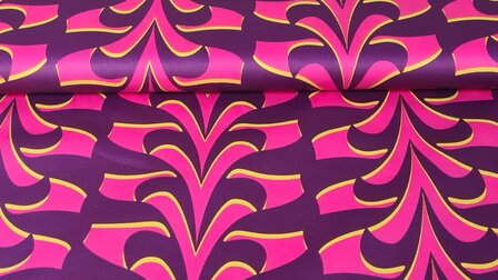 Cotton Satin Abstract Purple/Pink