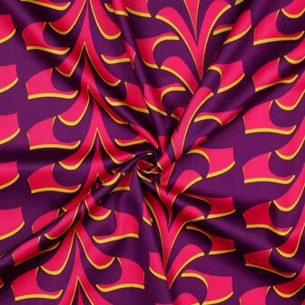 Cotton Satin Abstract Purple/Pink