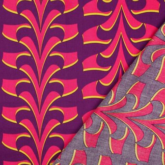 Cotton Satin Abstract Purple/Pink