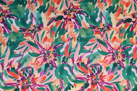 Viscose Digital Flower Multi-Green