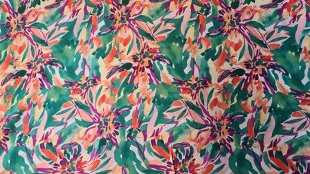 Viscose Digital Flower Multi-Green