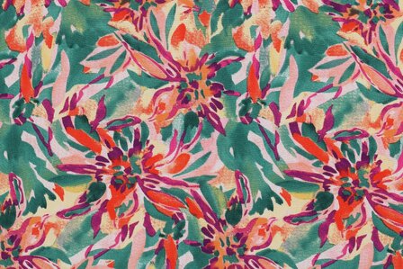 Viscose Digital Flower Multi-Green