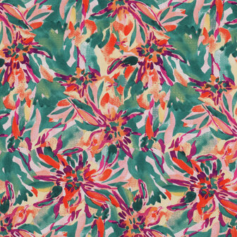 Viscose Digital Flower Multi-Green