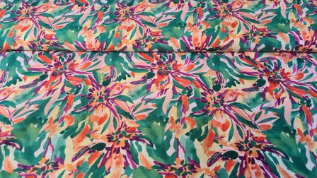 Viscose Digital Flower Multi-Green