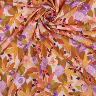 Viscose Digital Ecovero Floral Peach (Nerida Hansen)