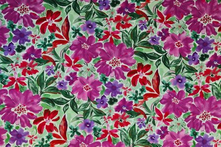 Viscose Digital Summer Flowers Fuchsia