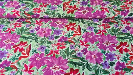 Viscose Digital Summer Flowers Fuchsia