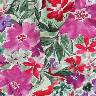 Viscose Digital Summer Flowers Fuchsia