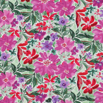 Viscose Digital Summer Flowers Fuchsia