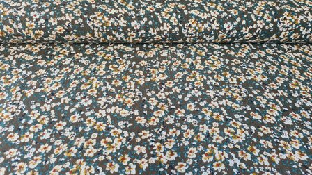 Viscose Crincle Fleurs Brown