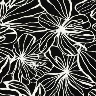 Viscose Crepe Flowers Black