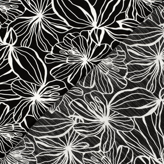 Viscose Crepe Flowers Black