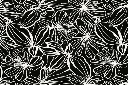 Viscose Crepe Flowers Black
