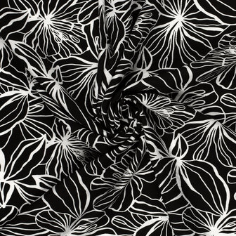 Viscose Crepe Flowers Black