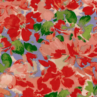 Cotton Satin Flowers Lilac/Red