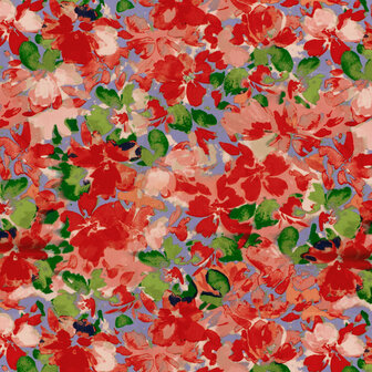 Cotton Satin Flowers Lilac/Red