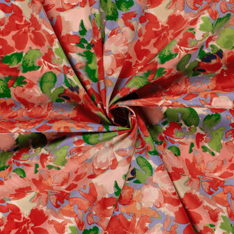 Cotton Satin Flowers Lilac/Red