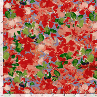 Cotton Satin Flowers Lilac/Red