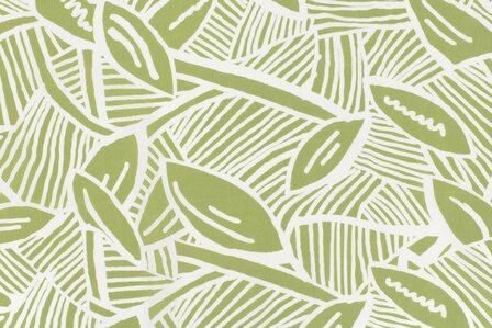 Cotton Stretch Satin Leaves Lime