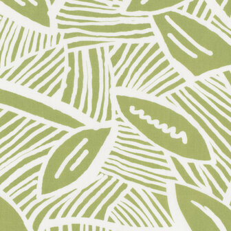 Cotton Stretch Satin Leaves Lime
