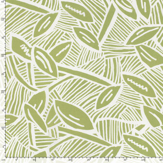 Cotton Stretch Satin Leaves Lime