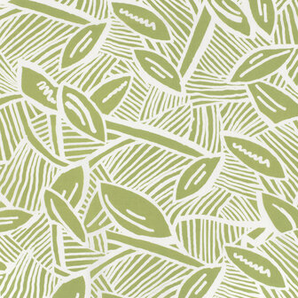 Cotton Stretch Satin Leaves Lime