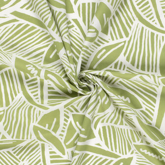 Cotton Stretch Satin Leaves Lime