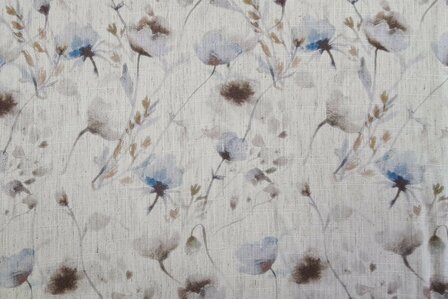 Viscose Linnen Flower Blue