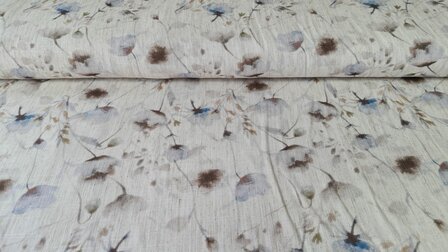 Viscose Linnen Flower Blue