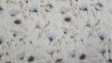 Viscose Linnen Flower Blue