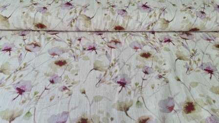 Viscose Linnen Flower Magenta