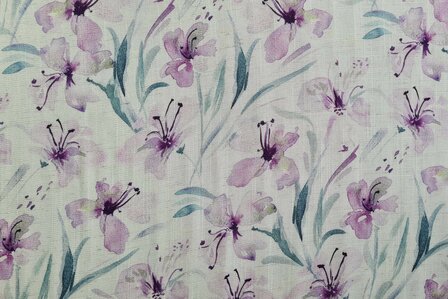 Viscose Linnen Flowers Lilac