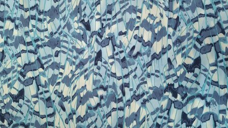 Viscose Satin Feathers Blue