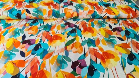 Viscose Linnen Flowers Multi